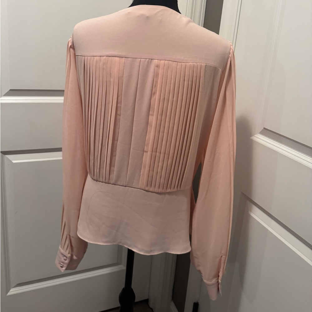 White House Black Market Pink Wrap Blouse - Picture 4 of 6